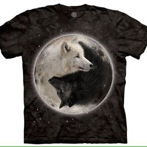 The Mountain Yin Yang Wolf Wolves Howling Moon Stars Dog Husky Lunar Shirt 4X